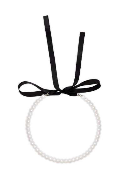 Чокер из жемчуга с декоративным бантом (one size, белый)