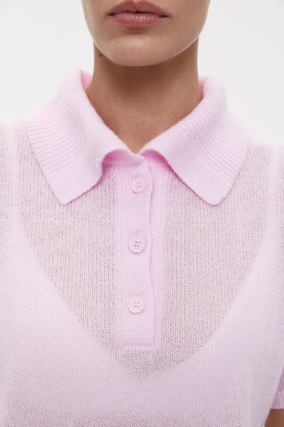 Поло ажурной вязки (XS/S, светло-розовый) 