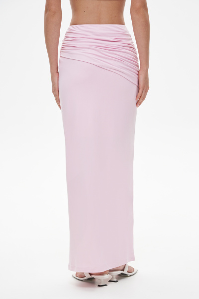 Юбка макси с декоративной накладной деталью со сборками (светло-розовый) (L) 