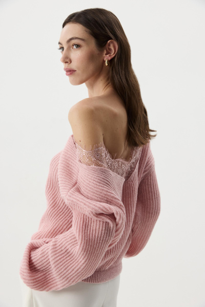 Джемпер с кружевом (Розовый) (XS/S) 