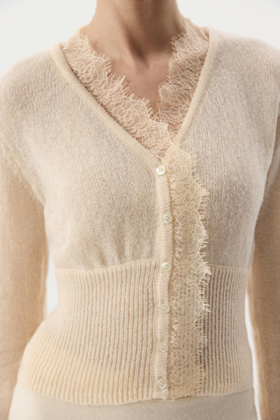 Кардиган с кружевом (Кремовый) (M) 