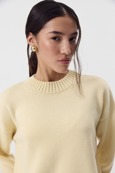 Джемпер из мериносовой шерсти с круглым вырезом (Сливочный) (one size) 