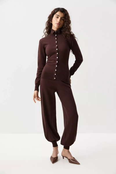 Брюки-джоггеры вязаные (Шоколадный) (M) 