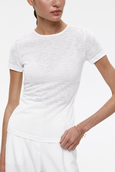 Футболка из полупрозрачного трикотажа (L, молочный) 2207