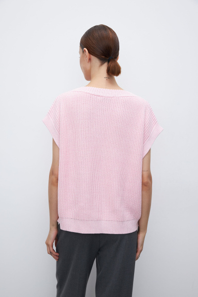 Вязаный жилет на пуговицах (one size, розовый меланж)