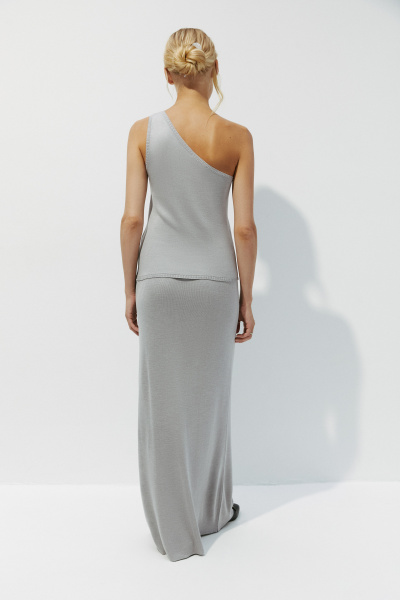 Топ вязаный на одно плечо (XS, серый)