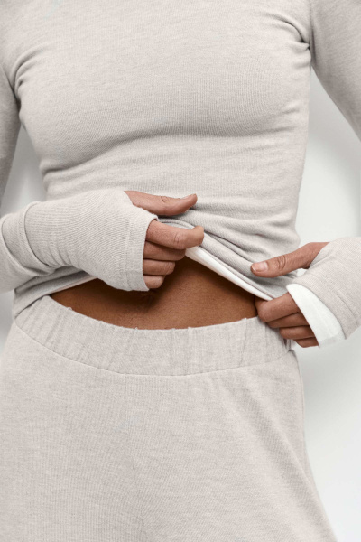 Брюки из мягкого трикотажа (XS/S, бежевый)