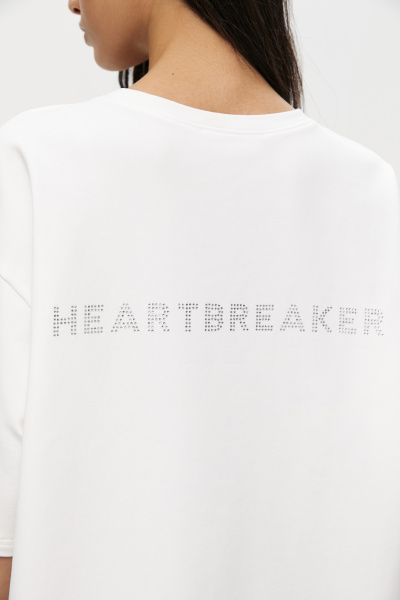 Футболка со стразами Heartbreaker (one size, молочный) 2207