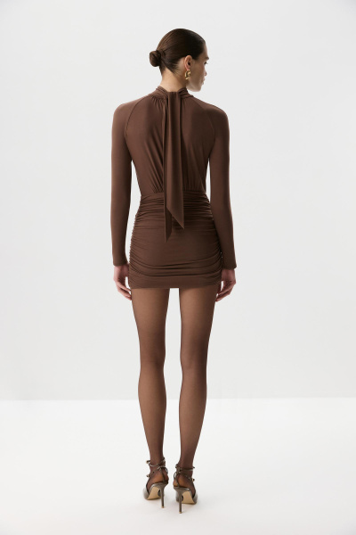 Платье мини с декоративной розой (Шоколадный) (M) 