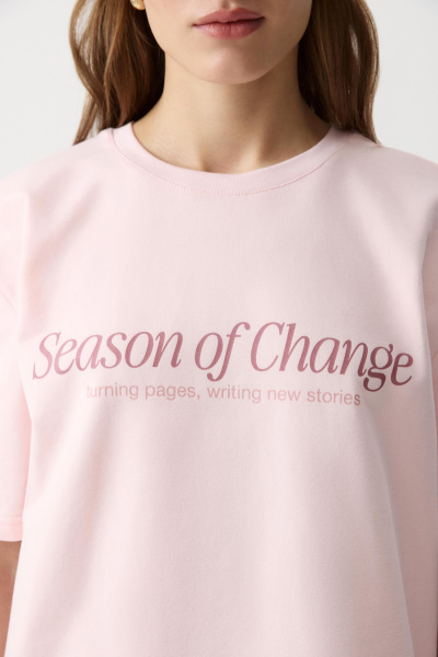 Футболка oversize силуэта с принтом (Розовый) (XS/S) 