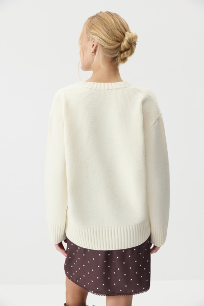 Джемпер V-neck из шерсти мериноса (Ванильный) (one size) 