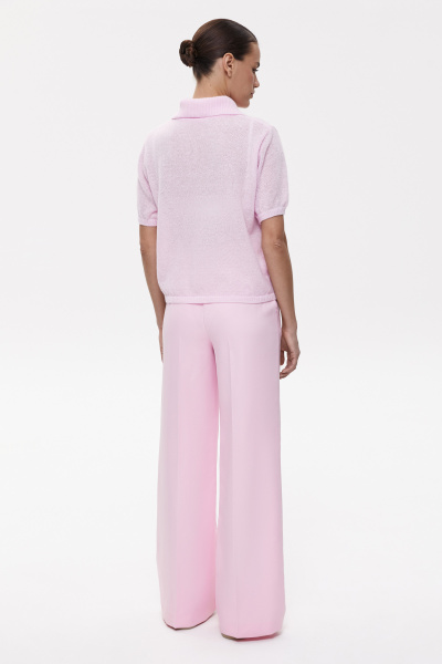 Поло ажурной вязки (XS/S, светло-розовый) 