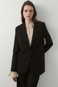 Пиджак прямой на одну пуговицу из костюмной ткани (черный)