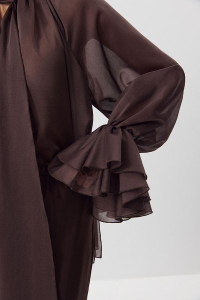 Блуза с бантом из тенсела (шоколадный) (M/L) 