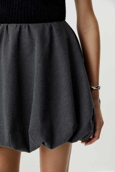 Юбка-баллон мини из костюмной ткани (серый) (XS) 