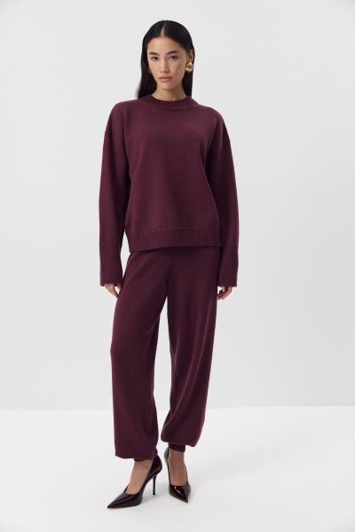 Джемпер из мериносовой шерсти с круглым вырезом (Сливовый) (one size) 