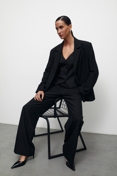 Пиджак оверсайз с боковыми разрезами (M/L, черный) 2159