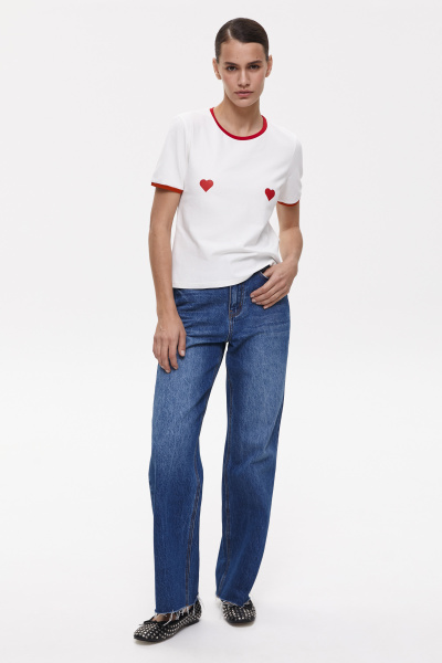 Футболка с сердечками Heartbreaker (S, молочный) 2207