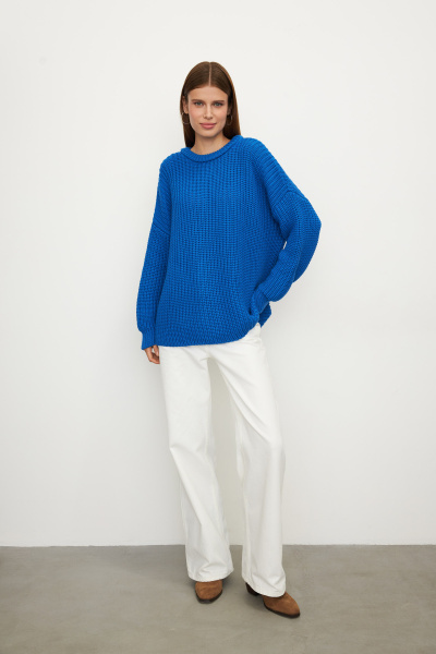 Свитер крупной вязки из хлопка (one size, электрик) 2213