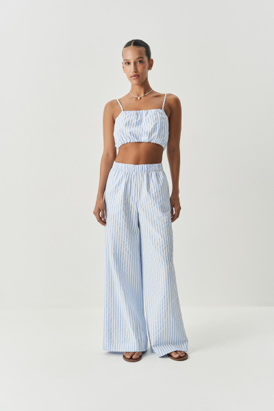 Блузка типа "топ" на бретелях в полоску (голубой) (M) 