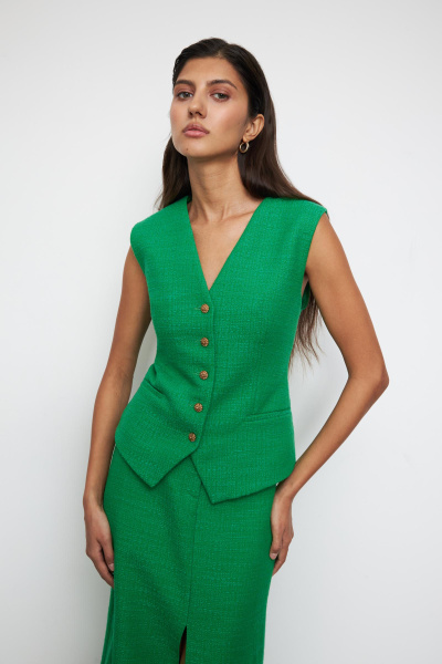 Жилет из твида (XS, травяной) 