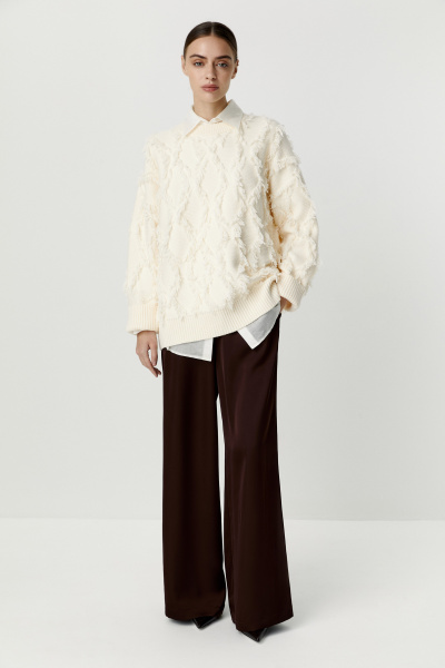 Джемпер с орнаментом из бахромы (молочный) (M/L)