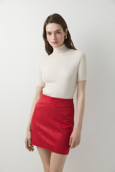 Юбка мини из замши (красный) (M) 