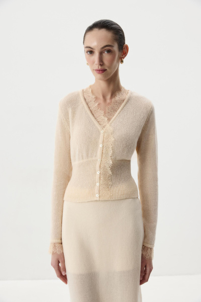 Кардиган с кружевом (Кремовый) (M) 