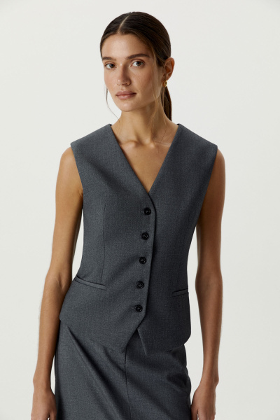 Жилет классический из костюмной ткани (темно-серый меланж) (XS)
