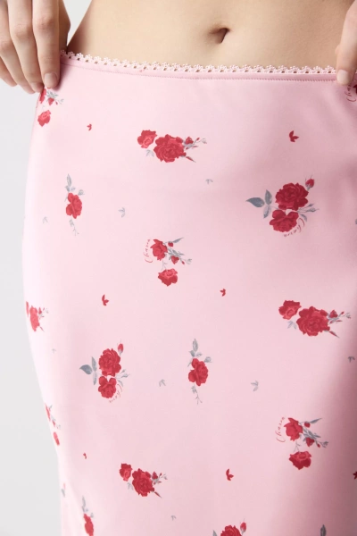 Юбка годе из сатина (Цветы на темно-розовом) (M) 