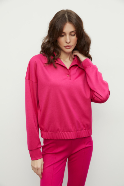 Джемпер с воротником поло (фуксия)