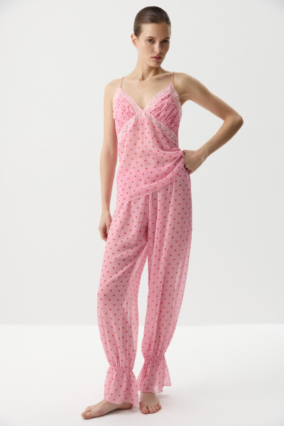 Брюки с принтом сердечки (Розовый) (M) 