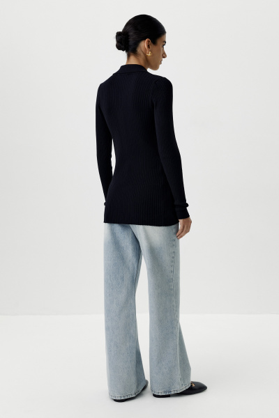 Кардиган удлиненный на пуговицах (черный) (M) 