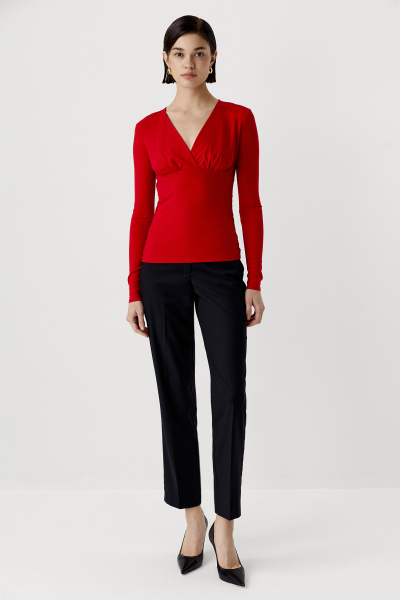 Лонгслив с V - вырезом (красный) (XS)