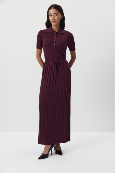 Платье-поло с шерстью (сливовый) (M) 