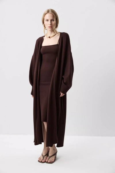 Кардиган макси вязаный (Шоколадный) (one size) 