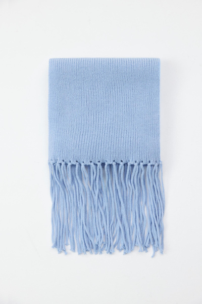 Шарф из шерсти мериноса с бахромой (Голубой) (one size) 