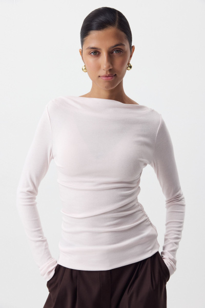 Лонгслив из кашемира с лиоцеллом (нежно-розовый) (M) 