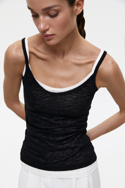 Топ из полупрозрачного трикотажа (XS, черный) 2159