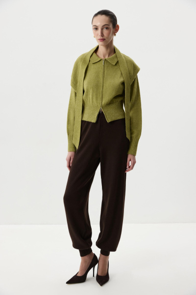 Кардиган на молнии  с шерстью альпаки (Оливковый) (XS) 