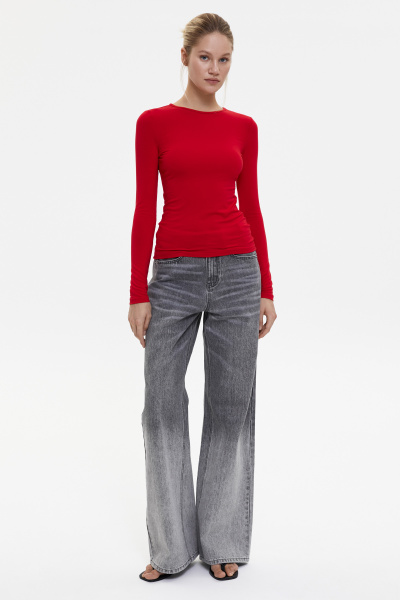 Лонгслив базовый из вискозы (алый) (XS)