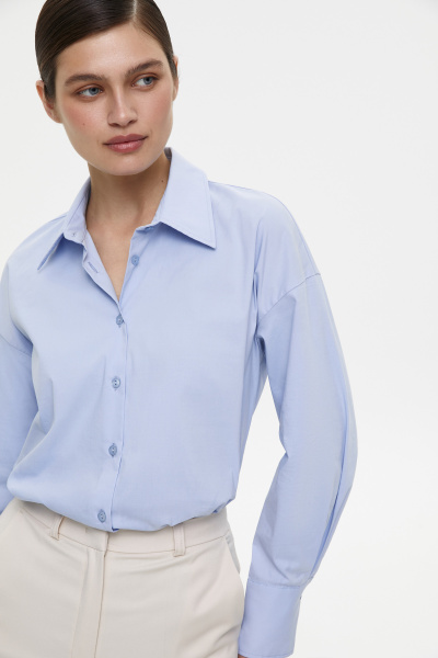 Рубашка свободного кроя (M/L, голубой) 1741