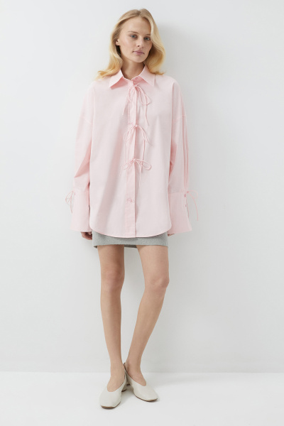 Рубашка оверсайз с завязками (розовый) (M/L) 