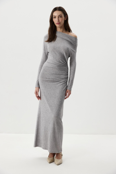 Платье с драпировкой из мягкого трикотажа (Серый) (M) 