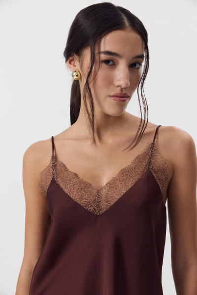 Топ с кружевом (Шоколадный) (M) 