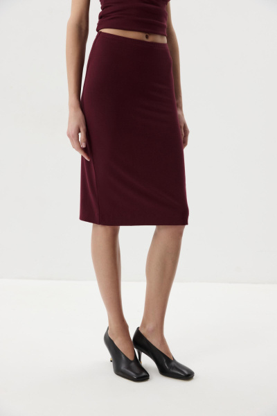 Юбка прямая из вискозы (Винный) (M) 