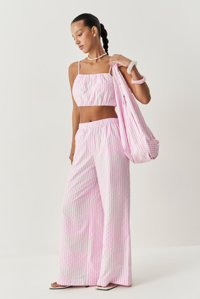 Сумка-тоут в полоску (розовый) (one size) 