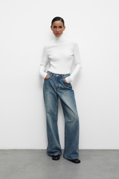 Водолазка вязаная базовая (S, молочный)