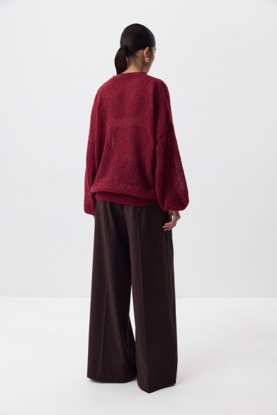 Кардиган ажурной вязки (винный) (one size) 