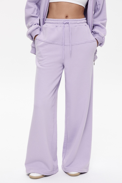 Широкие брюки с необработанными швами (L, лавандовый) 2547
